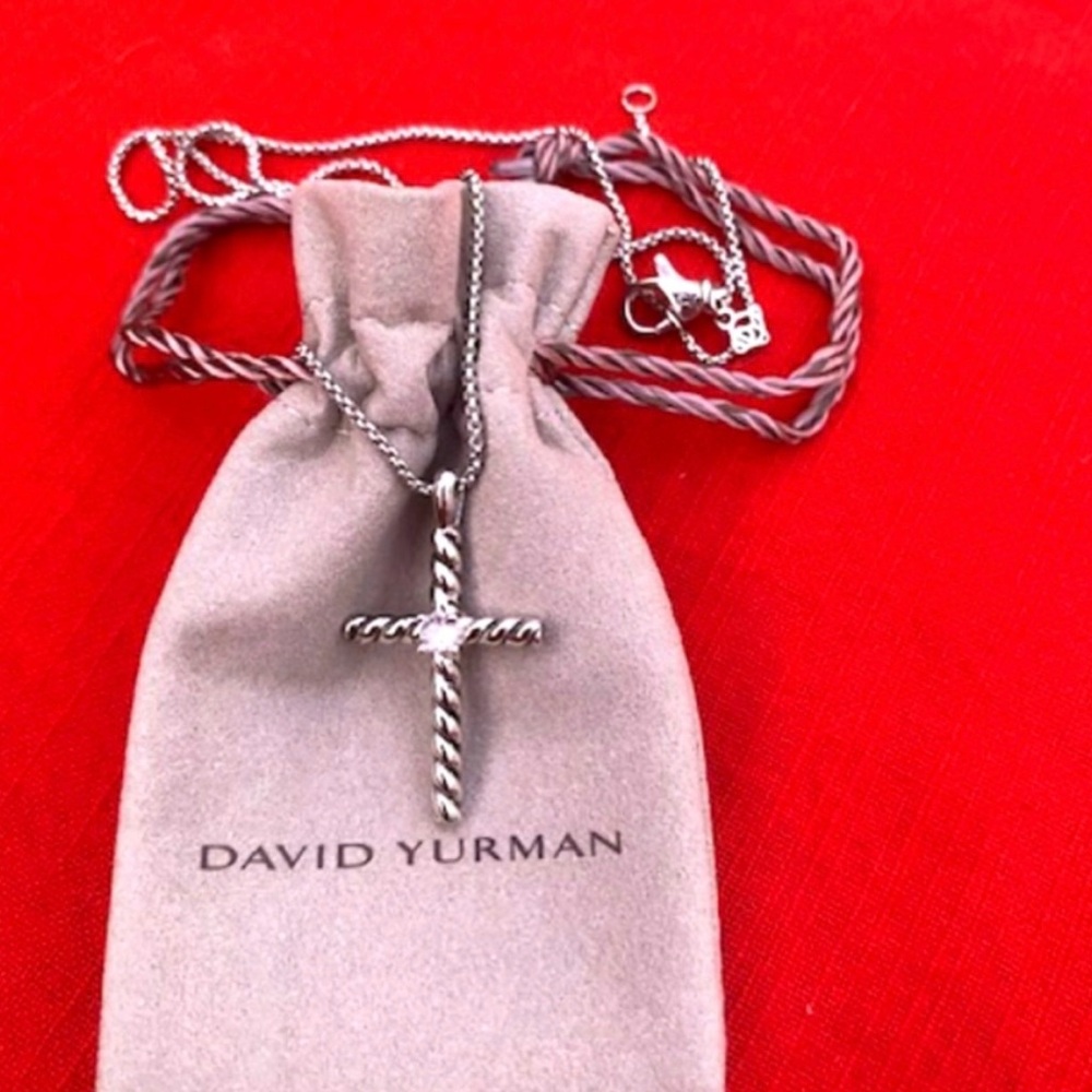 David Yurman Silver Twisted Cross Pendant 925